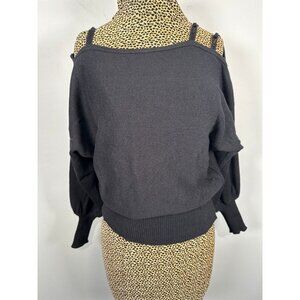 Vintage Mondi West Germany Size 36 Women Top Sweater Cutout Shoulder Black Retro